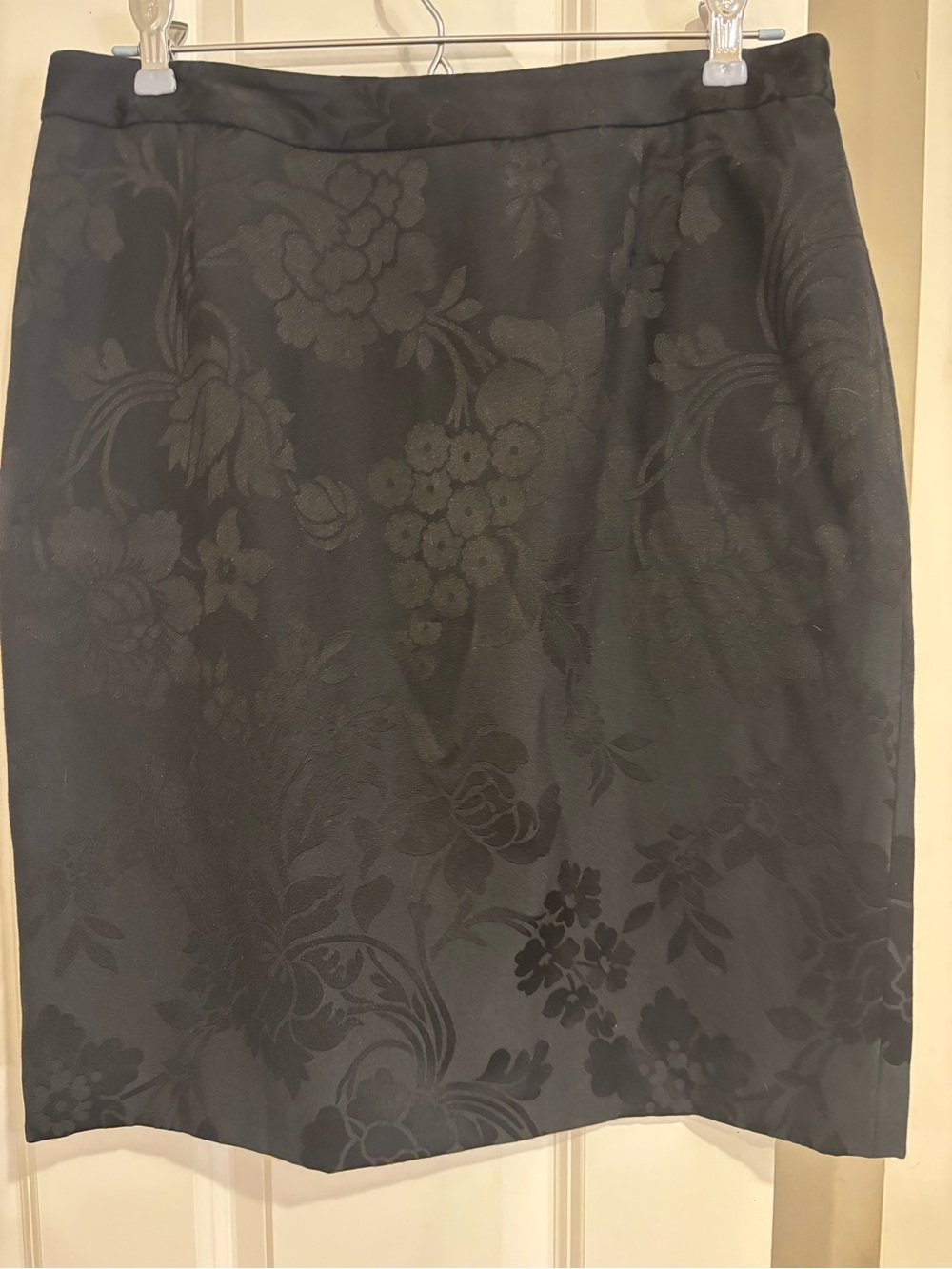 INC International Concepts Black Floral Jacquard Pencil Skirt - Tonal Floral